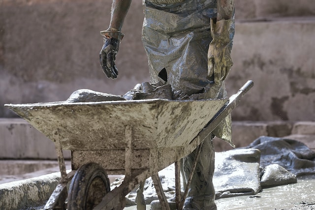 wheelbarrow on a construction site